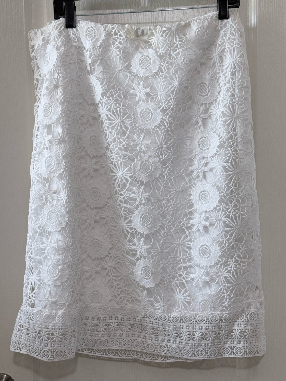 Lace Crochet A-Line Skirt in White